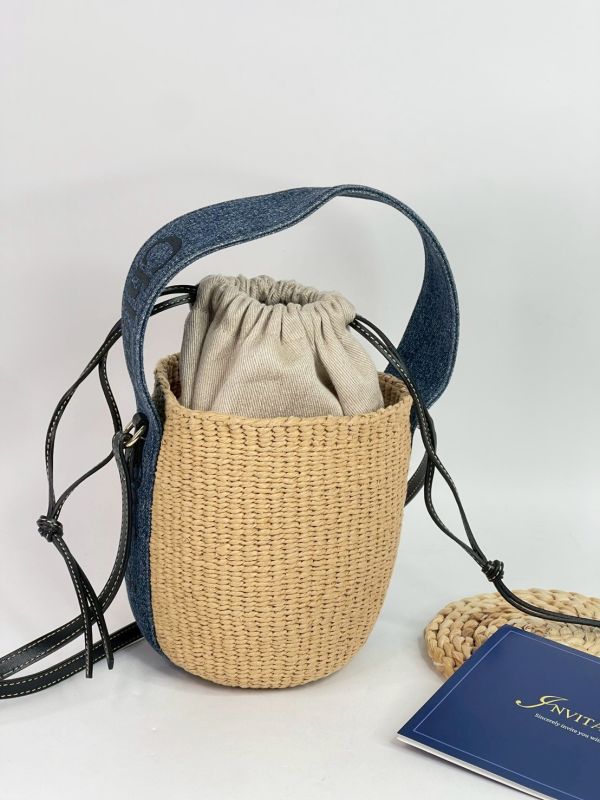 【9成新】Chloe 草編束口圓筒包 