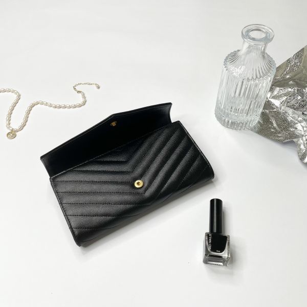 【12期0利率】YSL MONOGRAM 魚子醬信封長夾 【9成新】 