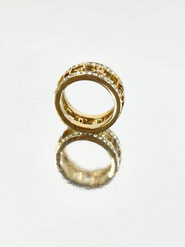 【全新品】CHANEL 20B 鑲鑽鏤空字母戒指 