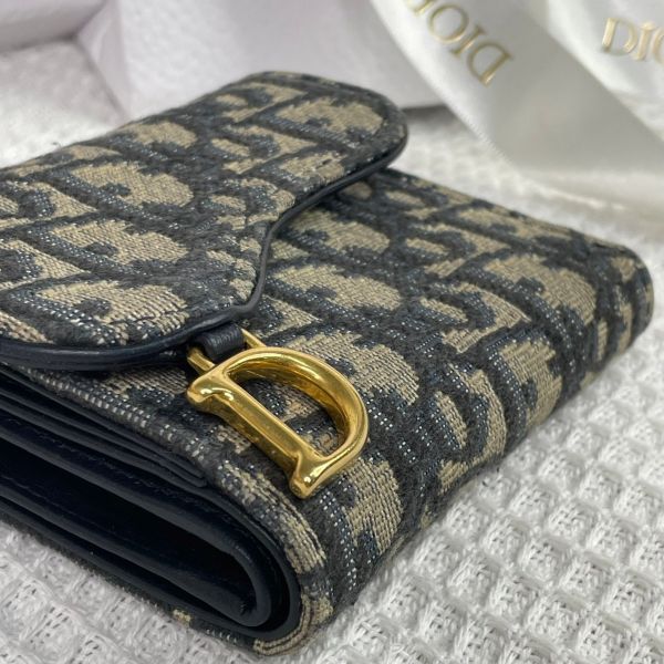 【成新】【12期0利率】DIOR SADDLE LOTUS 三折短夾 