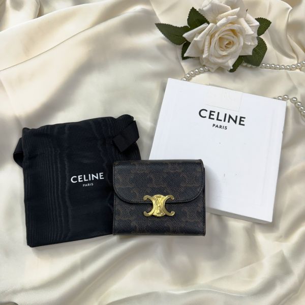 【12期0利率】CELINE凱旋門三摺短夾【99成新】 