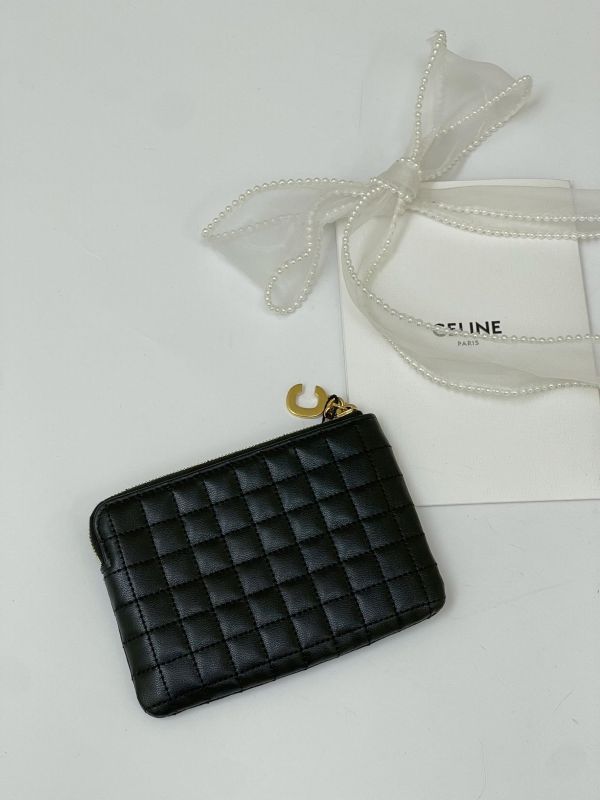 【95成新】CELINE C Charm 絎縫小牛皮零錢包 