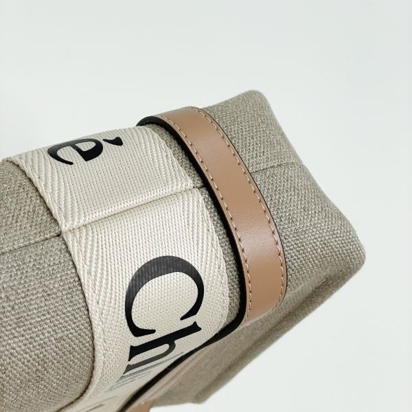 【12期0利率】【全新閒置】Chloé 刺繡背帶款小號Woody Tote Bag 奶茶色 