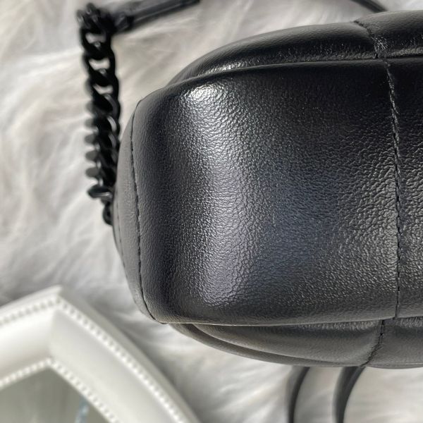 【95成新】【12期0利率】BURBERRY Lola 羊皮縫線迷你斜背相機包黑 / 黑 