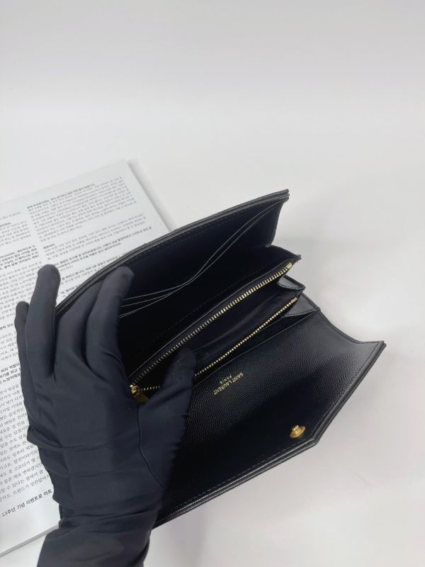 【95成新】YSL MONOGRAM 魚子醬信封長夾 