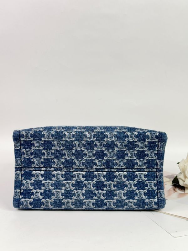 【95成新】CELINE 條紋織物小型Cabas Thais托特包 