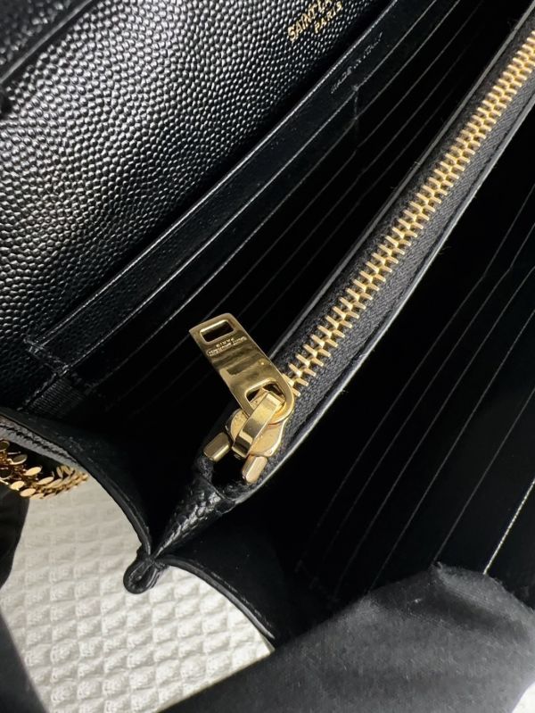 【12期0利率】YSL WOC 魚子醬鍊包 金扣22.5CM【95成新】 