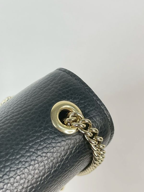 【分期0利率】GUCCI 雙G扣 荔枝牛皮雙層鍊條斜背包【95成】 