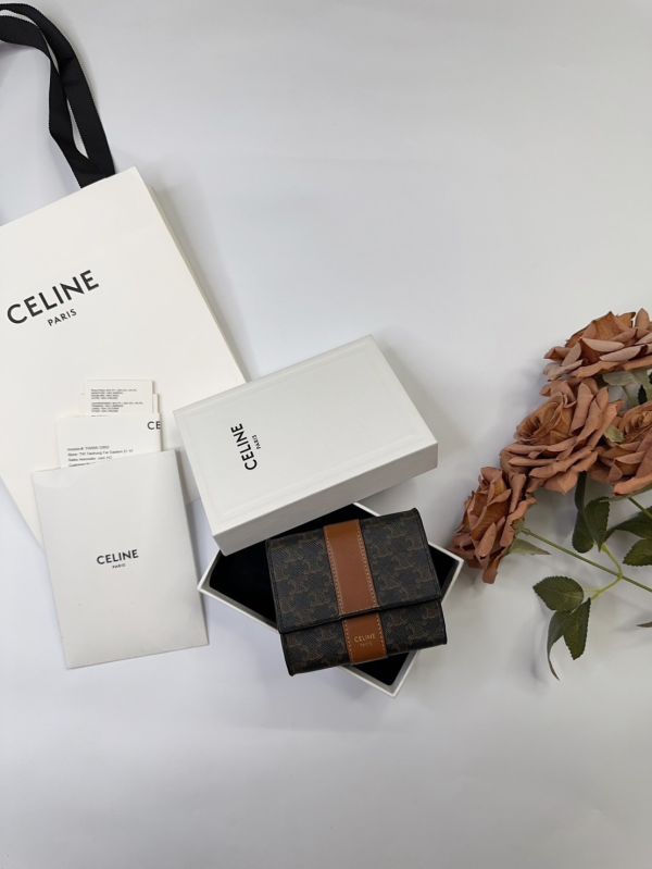【12期0利率】CELINE羊皮織帶凱旋門三摺短夾【21年8月台灣購證】【9成新】 
