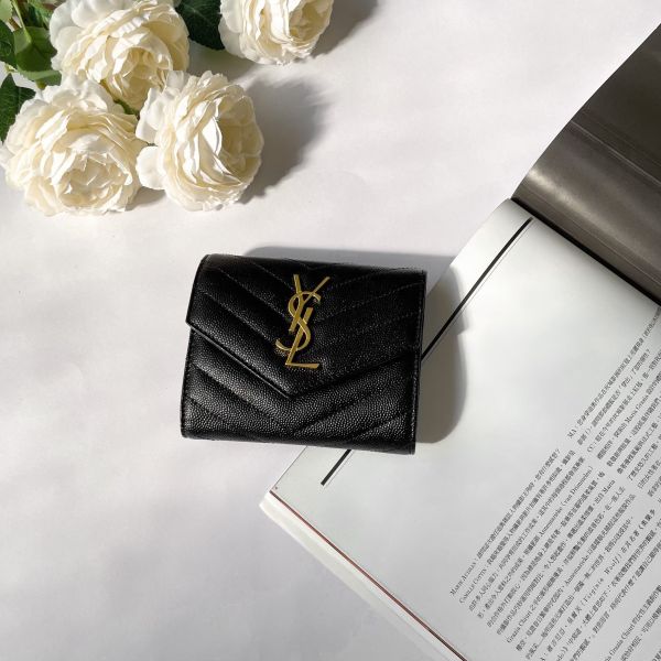 【12期0利率】【現金價】YSL 魚子醬三折短夾 