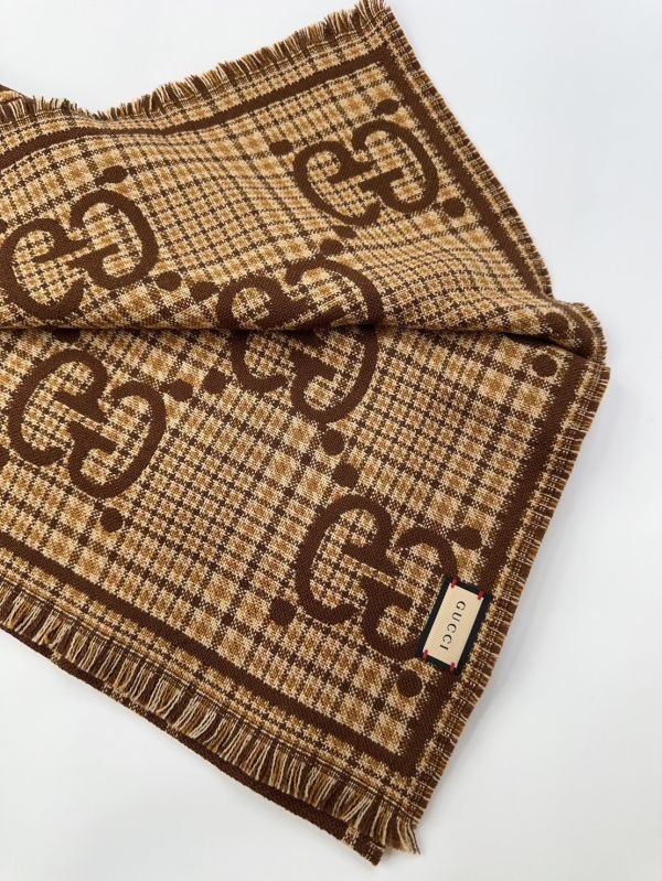【12期0利率】GUCCI 格紋GG羊毛圍巾【全新閒置】 
