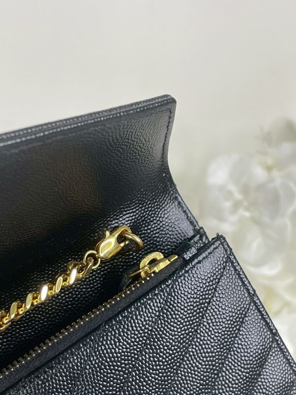 【分期0利率】YSL WOC 魚子醬鍊包黑金 19.5CM【95成新】 