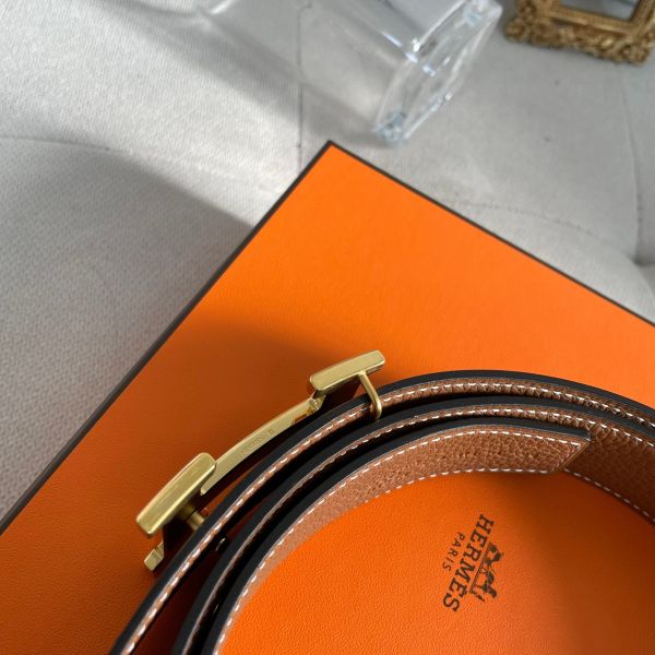 【12期0利率】【全新品】】HERMES 愛馬仕 金頭雙面用32MM皮帶  男款【現金價26800】 