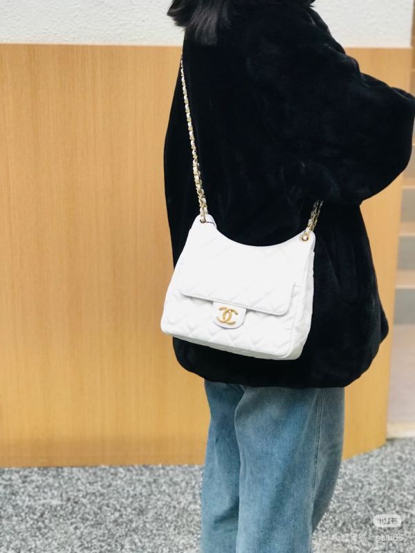 【12期0利率】CHANEL 油蠟皮天貓長背帶HOBO 中號【23年1月北京購證】【95成新】 