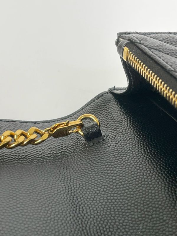 【9成新】YSL WOC 魚子醬鍊包黑金 19.5CM 