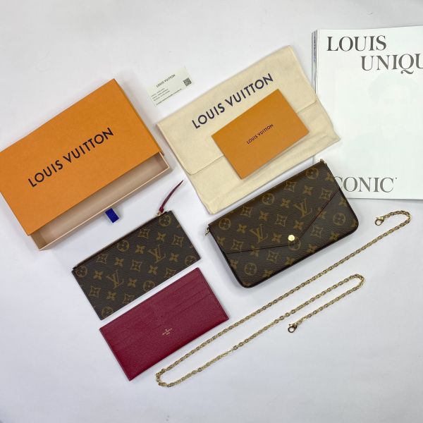 【12期0利率】【現金價】LV Pochette Félicie三合一肩背鍊包 新款絨布 