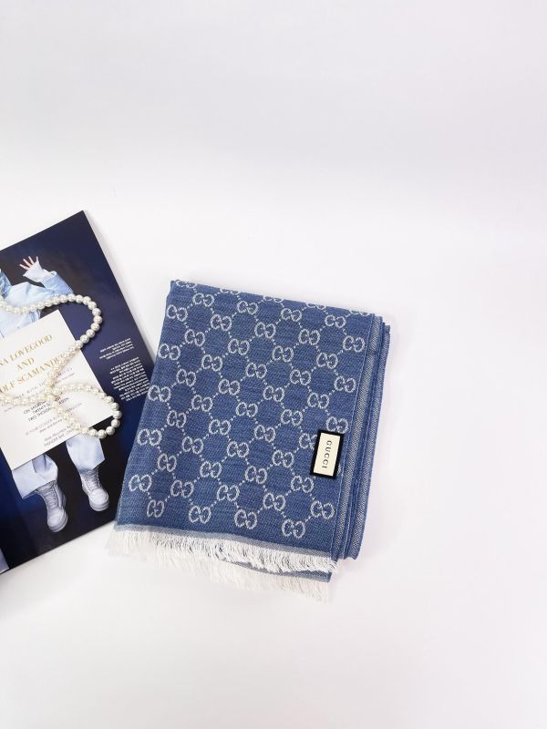 【全新品】GUCCI 經典雙G緹花純羊毛圍巾 