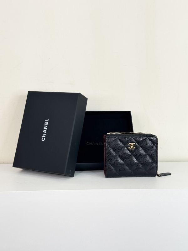 【分期0利率】CHANEL 顆粒牛皮L行拉鍊短夾【全新品】 