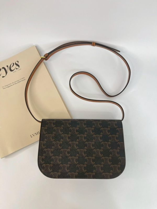 【99成新】CELINE DUO標誌印花及牛皮飾邊WOC 