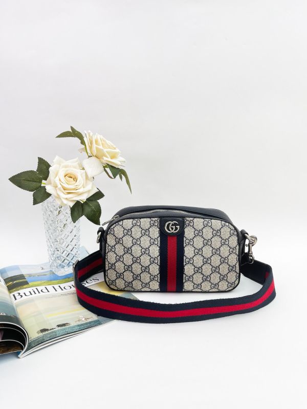 【95成新】GUCCI GG Supreme 帆布印花織帶相機包 