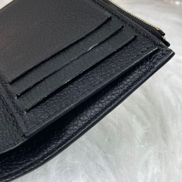 【9.5成新】【12期0利率】LV 黑色皮革壓紋三折短夾黑色 