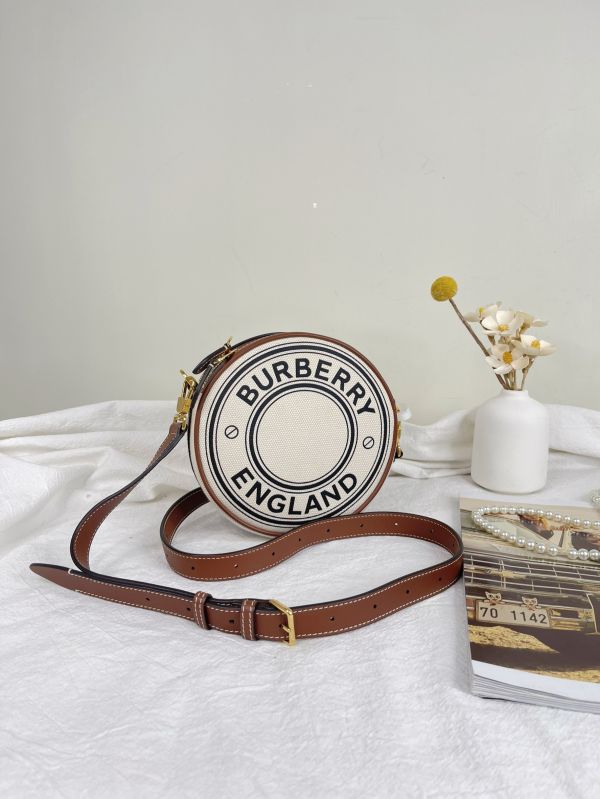 【分期0利率】BURBERRY Louise 徽標圖案棉質圓餅包【99成新】 