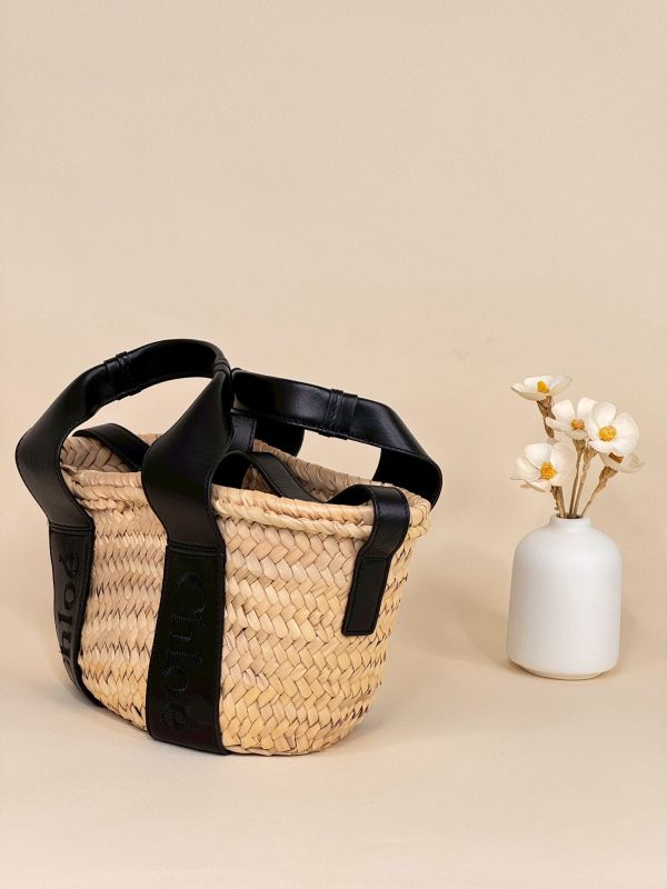 【分期0利率】CHLOE SENSE 標誌刺繡皮革草編包【未使用閒置品】 