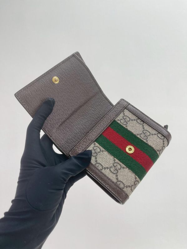 【99成新】GUCCI GG紅綠織帶老花中夾 