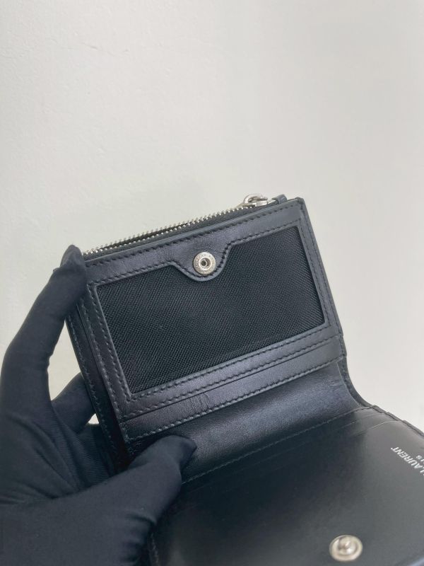 【9成新】YSL 滑面牛皮對折零錢袋短夾 