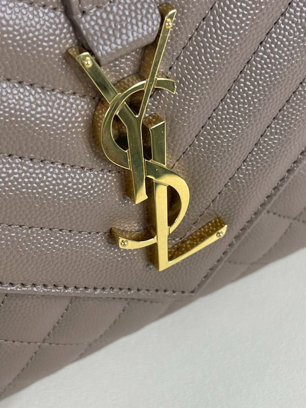 【分期0利率】YSL 粒面绗縫皮革中號信封包【99成新】 