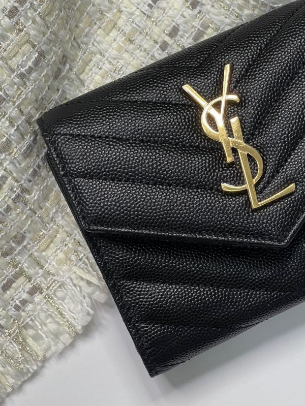 【分期0利率】YSL 魚子醬三折短夾 【9成新】 
