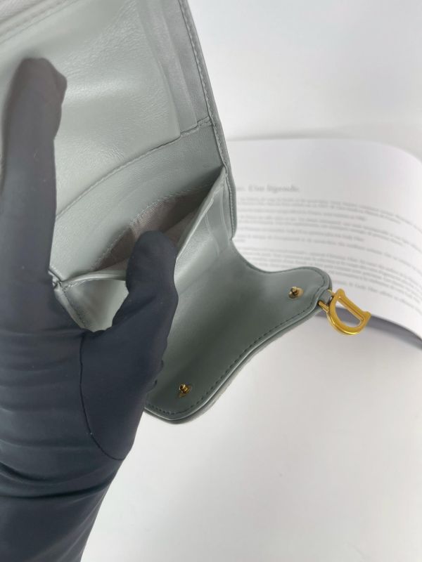 【9成新】DIOR SADDLE LOTUS 老花三折短夾 