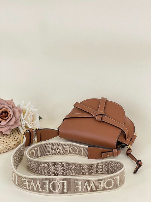 【分期0利率】LOEWE MINI GATE 雙層包 焦糖【95成新】 