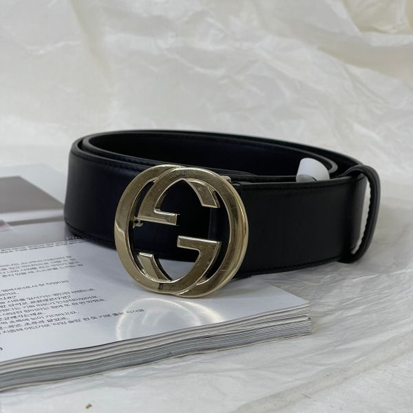 【12期0利率】GUCCI  雙G素面皮帶 3.8公分【88成新】 