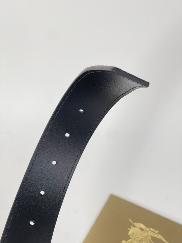 【分期0利率】BURBERRY TB LOGO 格紋拼接皮革雙面用皮帶 3.5MM【95成新】 