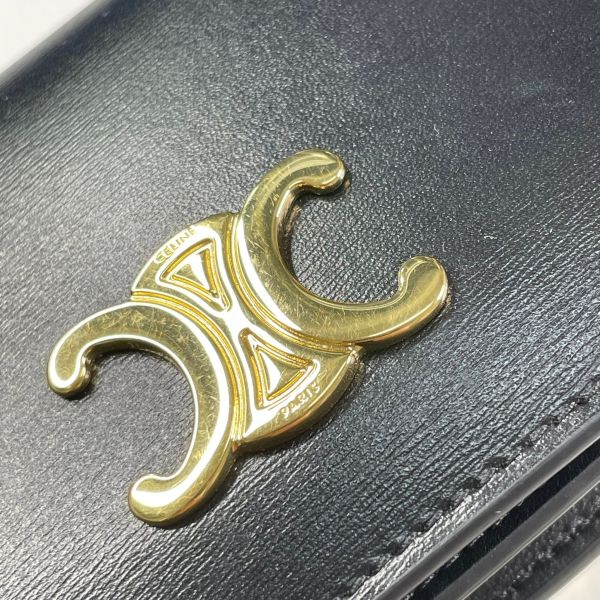 【12 期0利率】CELINE二手TRIOMPHE COMPACT 凱旋門對折短夾【99成新】 