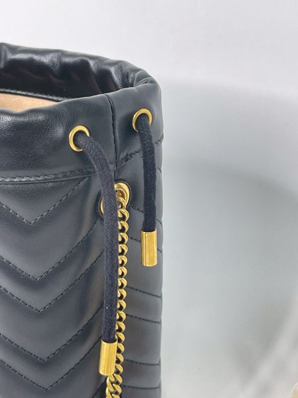 【分期0利率】GUCCI Marmont迷你水桶包 黑色【9成新】 