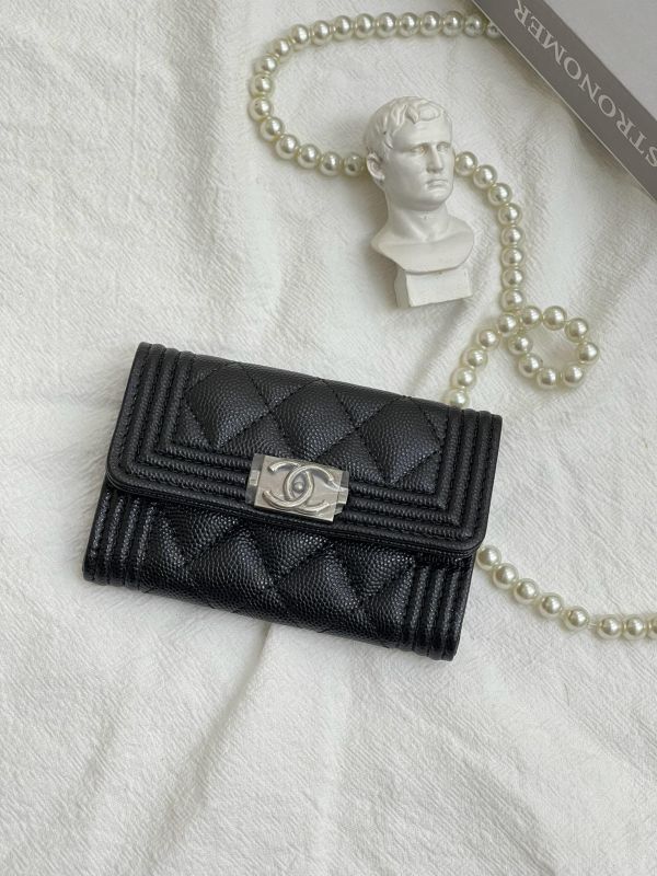 【99新】CHANEL BOY翻蓋零錢卡包 