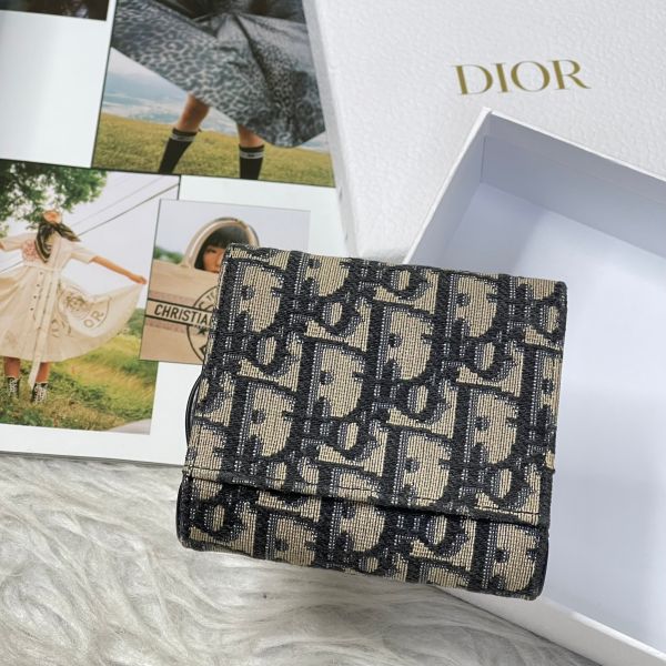 【12期0利率】DIOR SADDLE LOTUS 老花三折短夾【21年1月台灣購證】【9成新】 