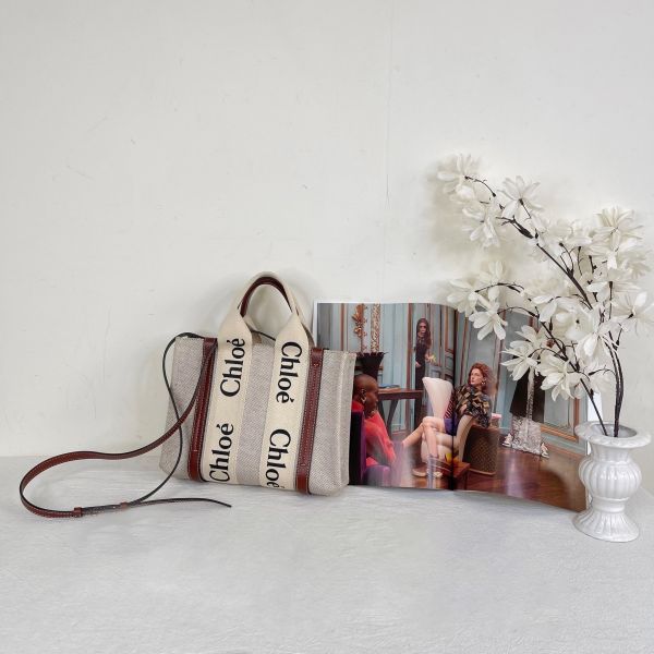 【12期0利率】Chloé 背帶款小號 Woody Tote Bag 經典棕色【95成新】 