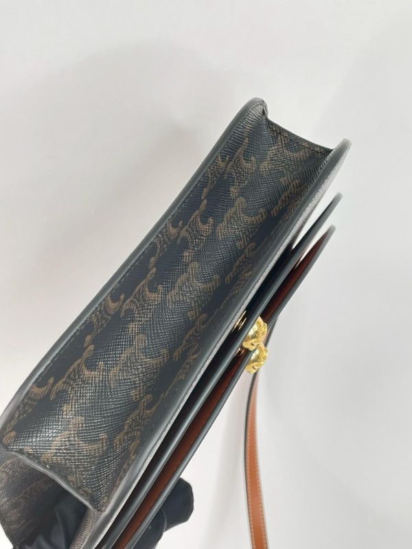 【99成新】CELINE DUO標誌印花及牛皮飾邊WOC 