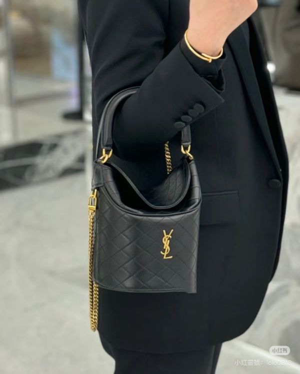 【分期0利率】YSL GABY 小羊皮水桶包 【95成新】 