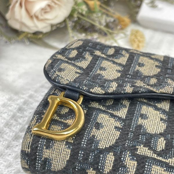 【成新】【12期0利率】DIOR SADDLE LOTUS 三折短夾 