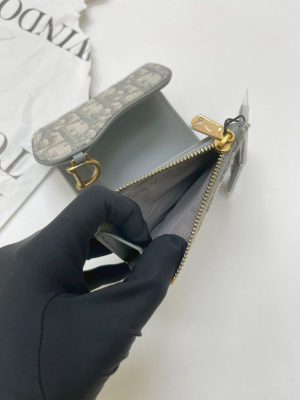 【95成新】DIOR SADDLE LOTUS 老花三折短夾 