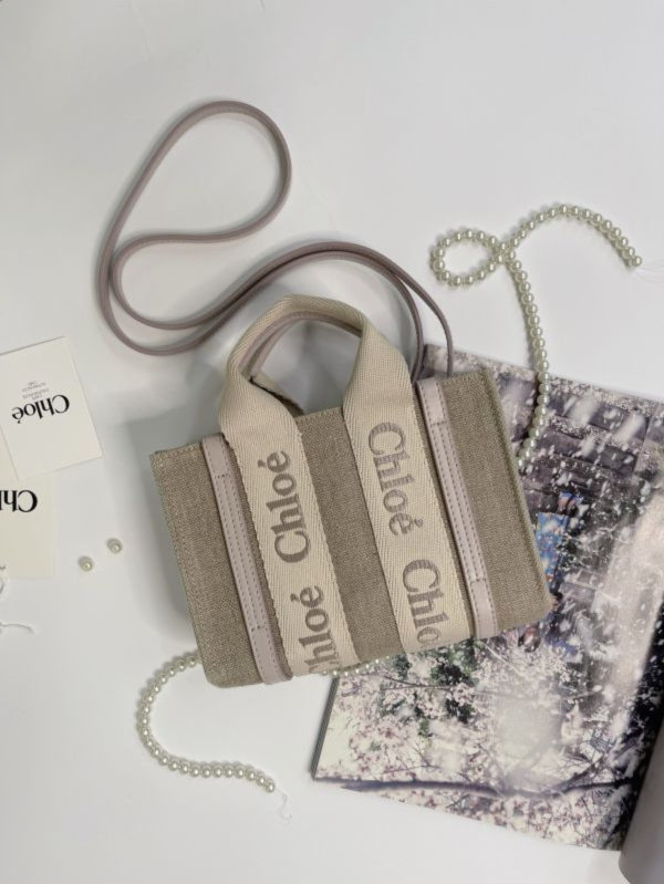 【分期0利率】CHLOE  MINI WOODY TOTE背帶刺繡款【95成】 
