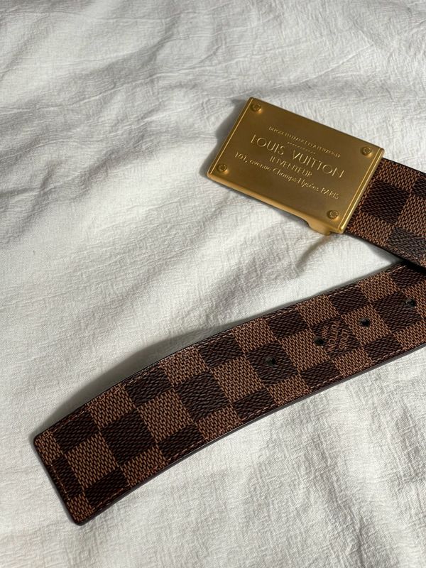 【分期0利率】LV 棋盤格雙面皮帶40MM【9成新】 