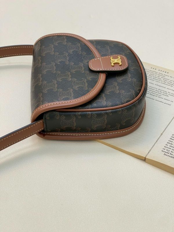 【未使用閒置品】CELINE  凱旋門老花迷你馬鞍包 