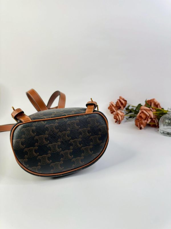 【9成新】CELINE Triomphe帆布及小牛皮迷你型FOLCO背包 