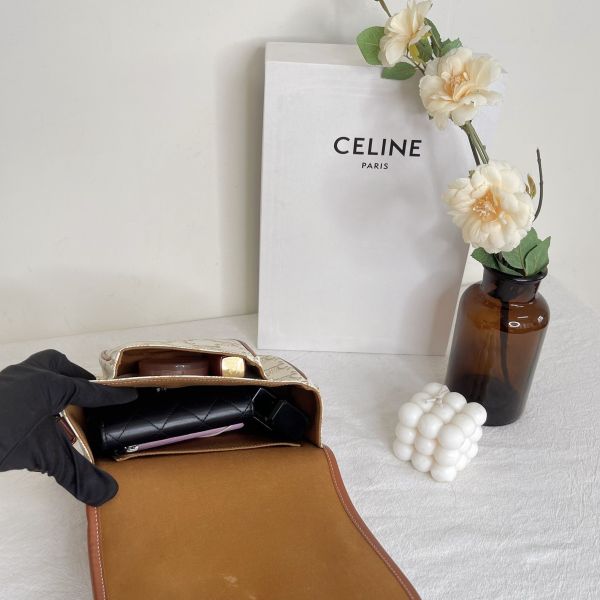 【12期0利率】CELINE Triomphe帆布中型Folco手袋 【9成新】 
