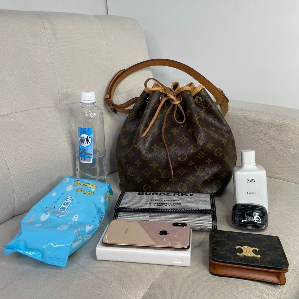 【85成新】【12期0利率】LV Petit Noe 單肩抽繩老花水桶M42226 